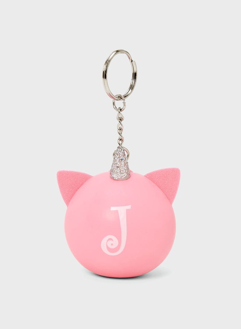 Pink Initials J Keychain