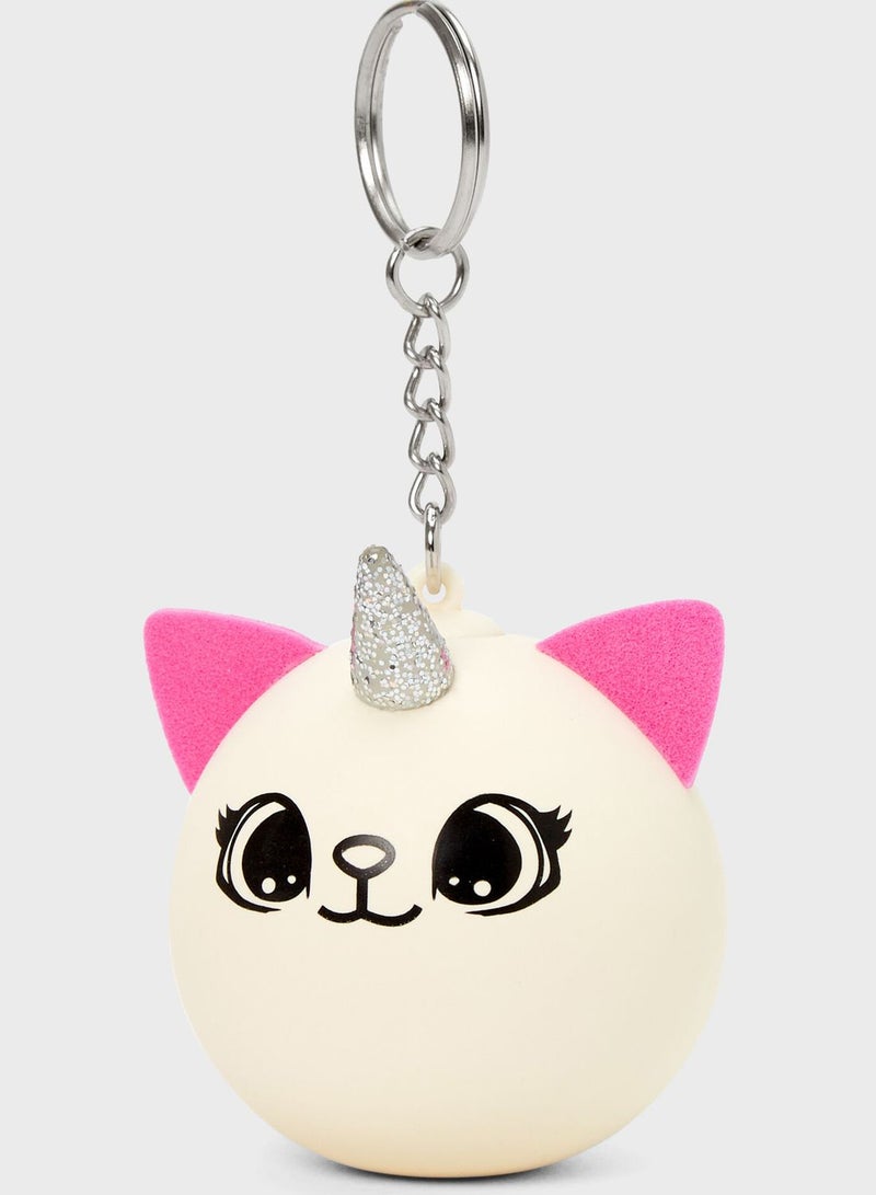 White Caticorn Keychain