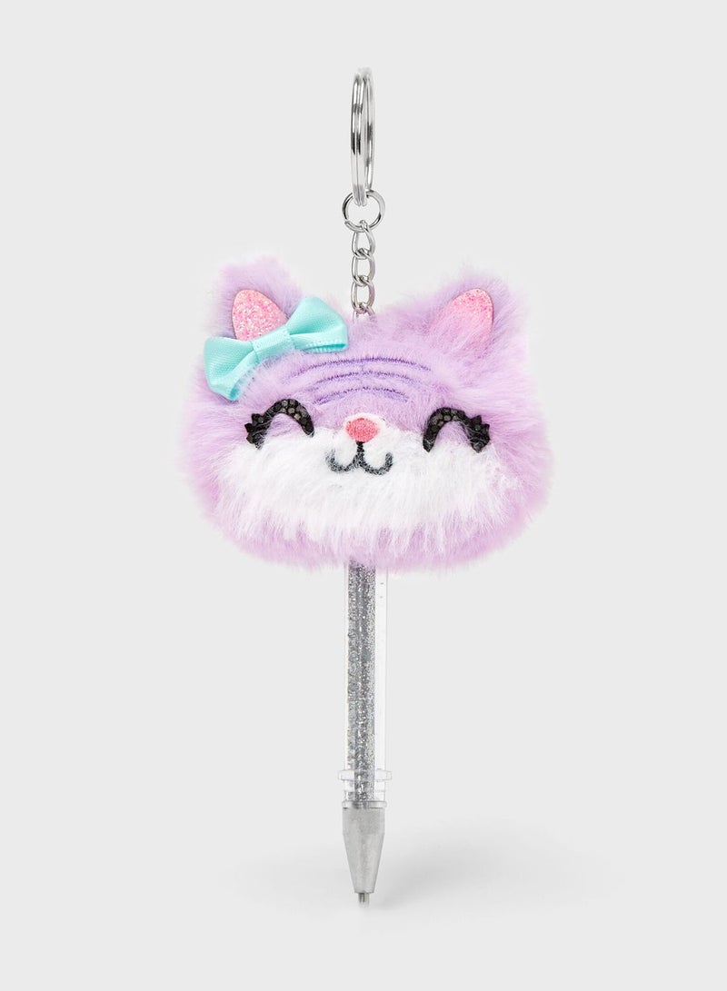 Purple Cat Keychain