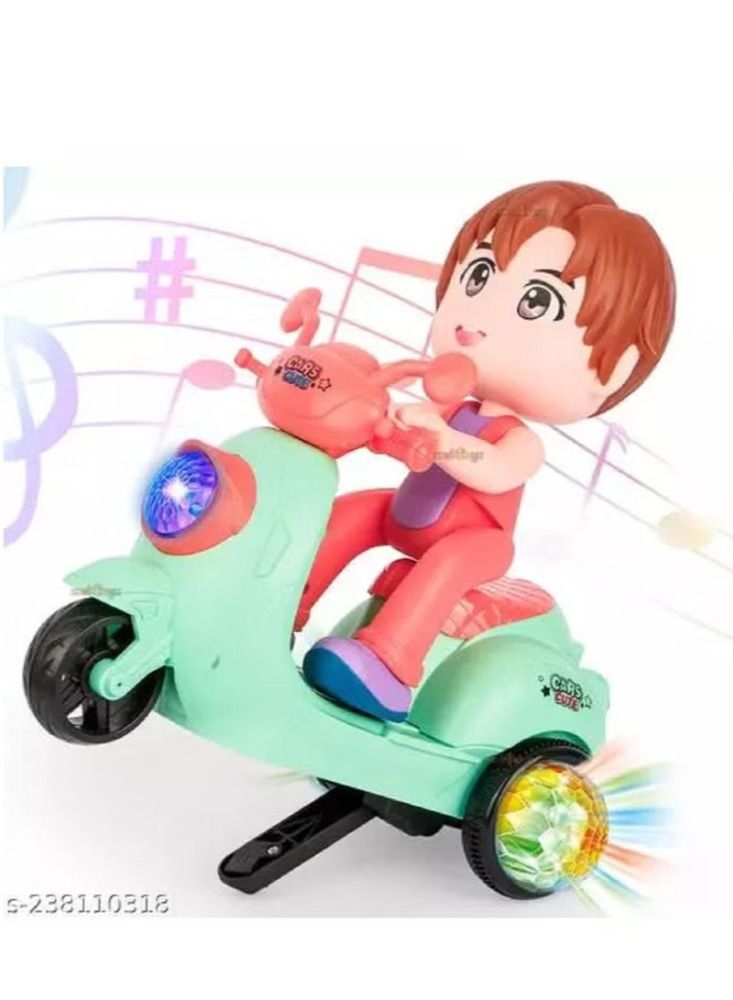 Stunt Tricycle Bump and Go Toy for Kids Battery Operated Musical Stunt Scooter with Lights & Sound
