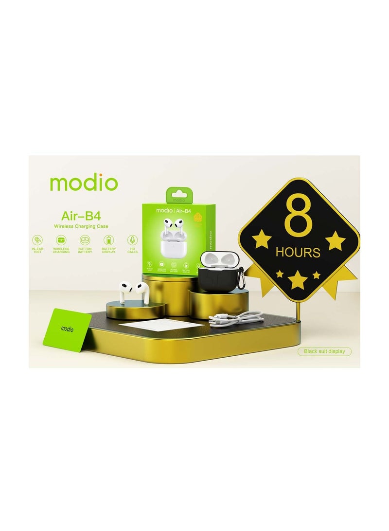 Modio Air-B4 Wireless Bluetooth Earbuds With High Definition Audio Quality and Multi Functional Touch Control Compatible With all Android Devices