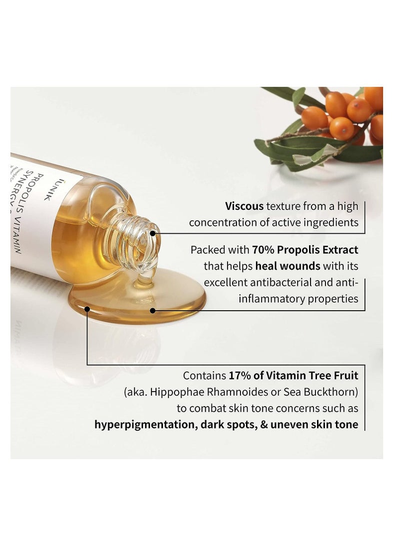 Propolis 70% Vitamins 17% Synergy Serum, Centella Fruits Extract Calming Soothing Deep Nourishing Dry Damaged Dull Spot Hyperpigmentation Sensitive Acne-prone Skin No Pore Clogging Korean Skinca