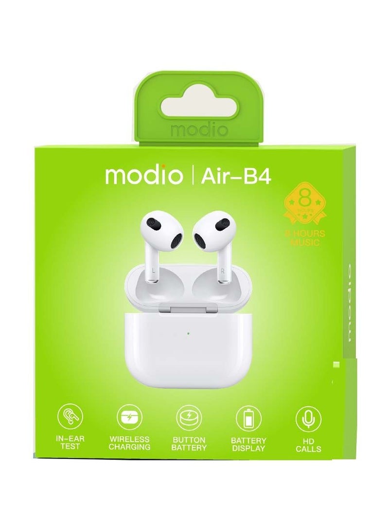 Modio Air-B4 In-Ear Comfortable Bluetooth Earbuds With HD Clear Microphone and Multi Functional Touch Control Compatible With all iOS Devices