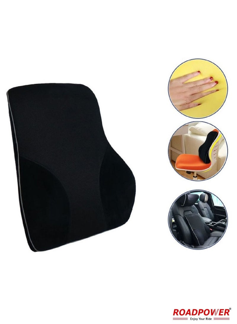 Lumbar Entire Back Support Cushion For Home Office Chair Car Seat  Washable Cover Ergonomic Thick 3D Design Fit Body Curve  Back Pain Relief  Improve Posture  Black