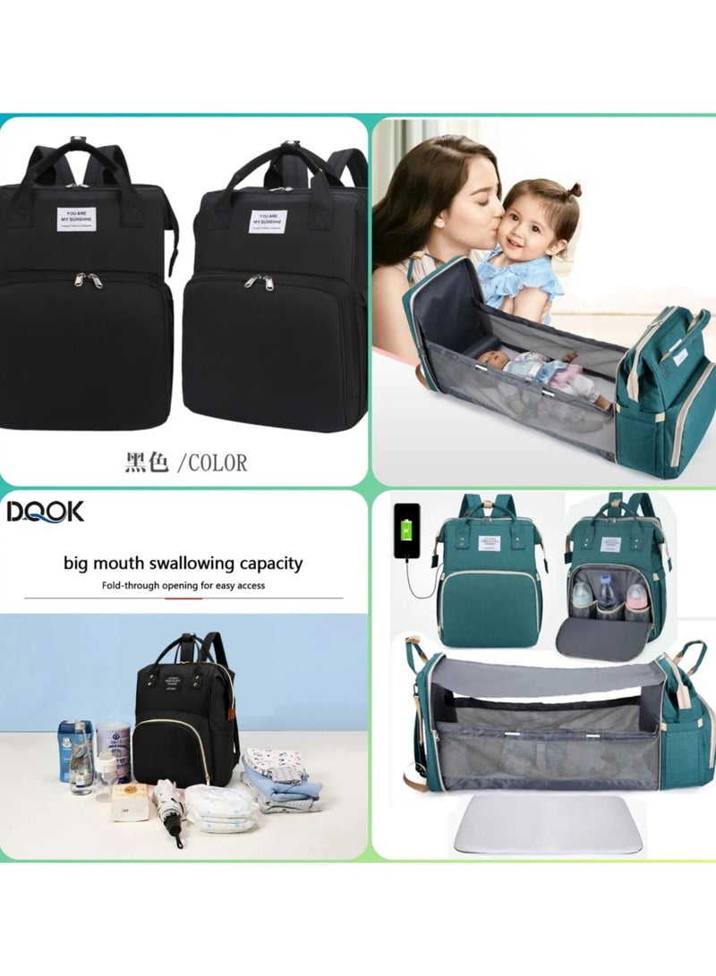 Diaper Bag Backpack with Changing Station, Foldable Baby Backpack Diaper Bags for Baby, Boy, Girl, Mom, Dad, Men, Women, 3 in 1 Mommy Bag for Travel Picnic Hospital
