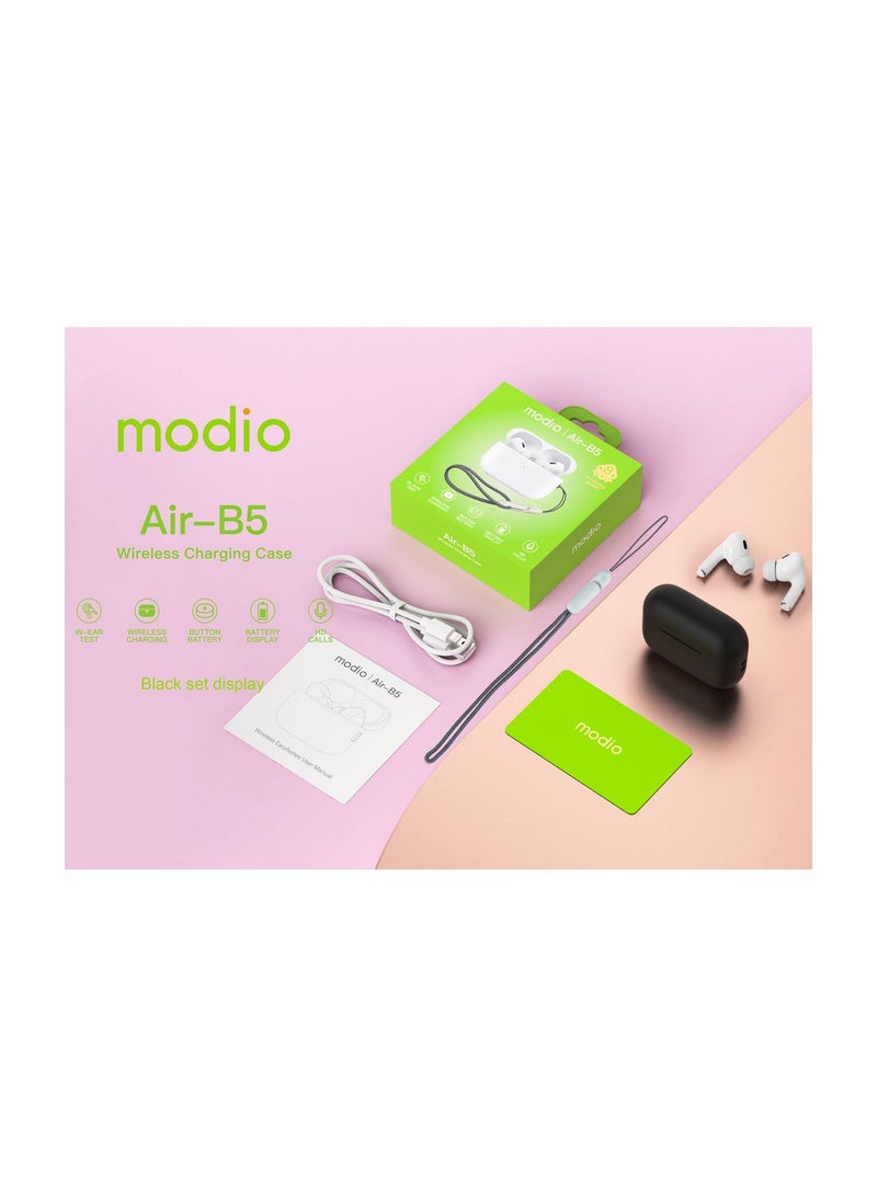 Modio Air-B5 Wireless Bluetooth Earbuds With Multifunctional Touch Control and High Definition Sound Quality Compatible With All Android Devices