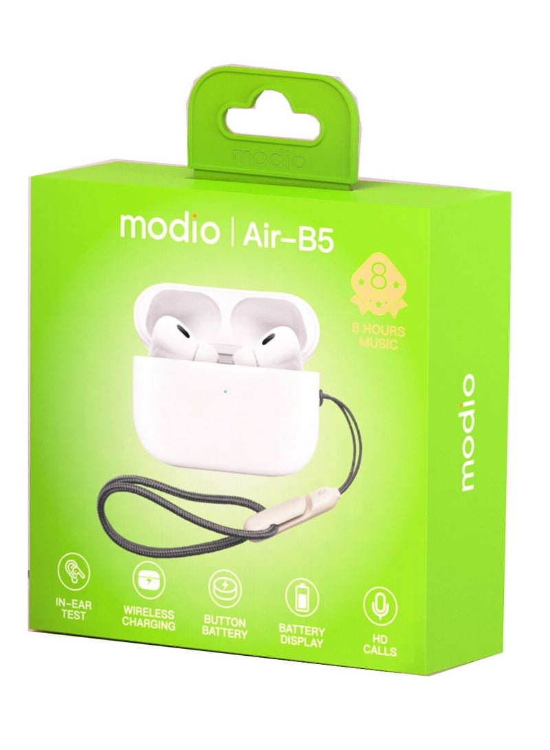 Modio Air-B5 In-Ear Wireless Bluetooth Earbuds With Volume Control and HD Microphone Compatible With All iOS Devices