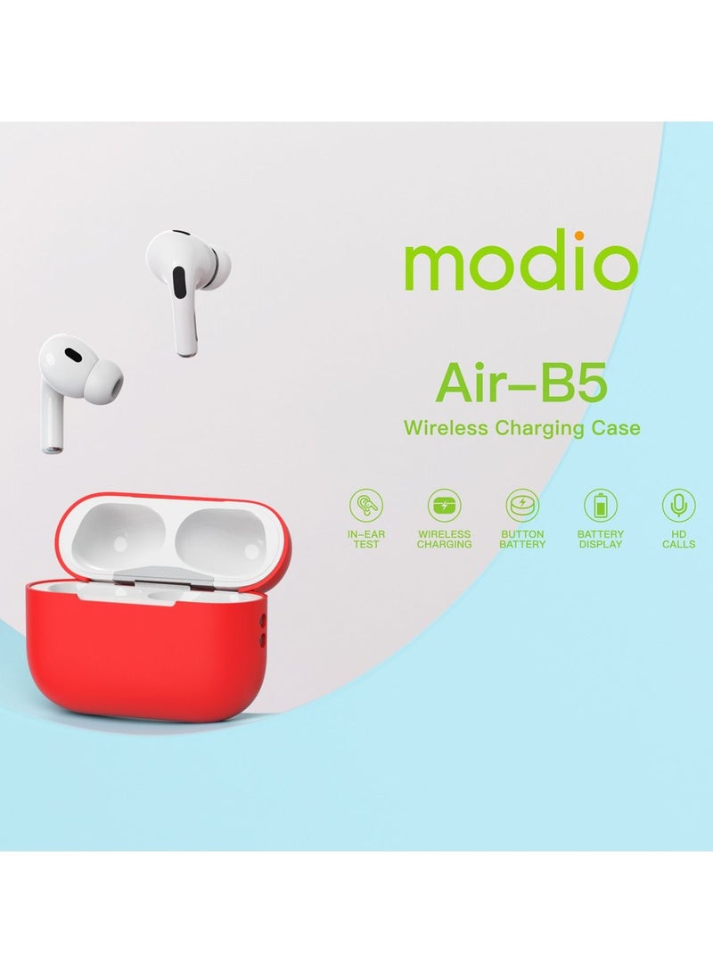 Modio Air-B5 In-Ear Wireless Bluetooth Earbuds With Volume Control and HD Microphone Compatible With All iOS Devices