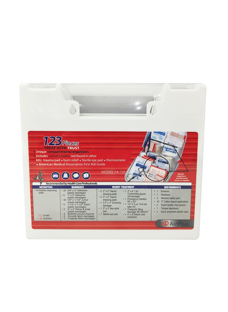 AidPlus FA-131 First Aid Kit 25 Person 123 Pieces