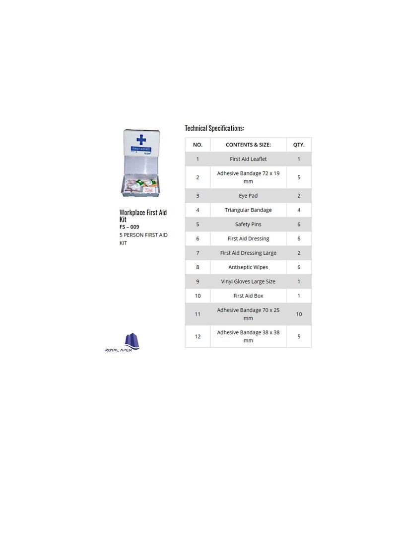 All Purpose Emergency First Aid Kit For Car Home Office Company Factory Travel Camping And Sports (25x16x8cm White)