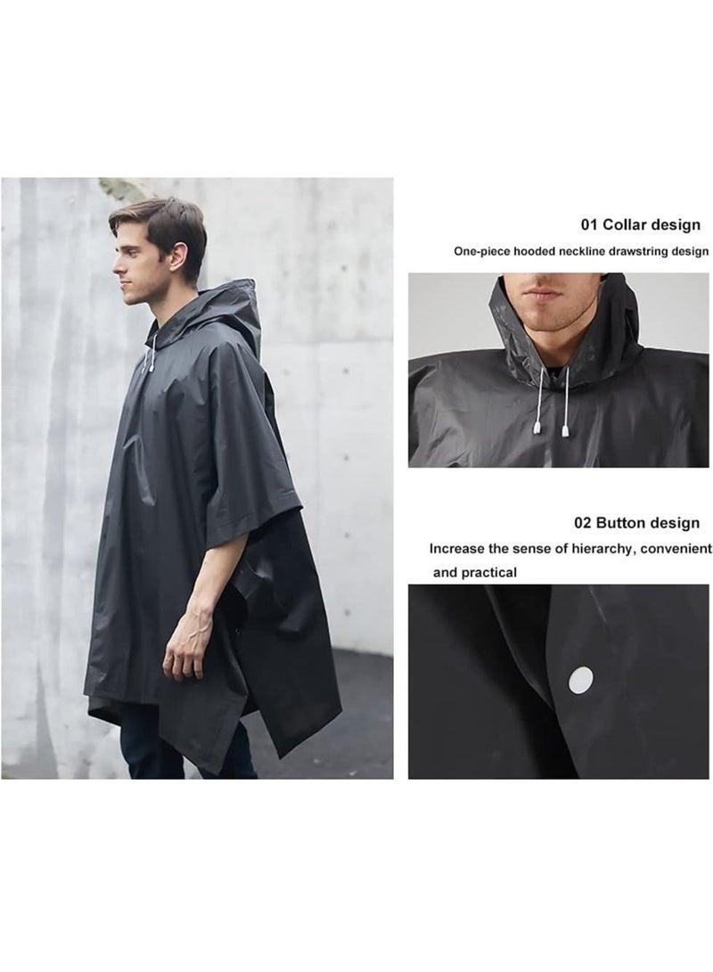 Portable EVA Raincoats for Adults, Reusable Rain Ponchos with Hoods and Sleeves Lightweight Emergency, Camping, Men, Women