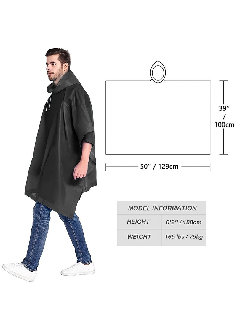 Portable EVA Raincoats for Adults, Reusable Rain Ponchos with Hoods and Sleeves Lightweight Emergency, Camping, Men, Women