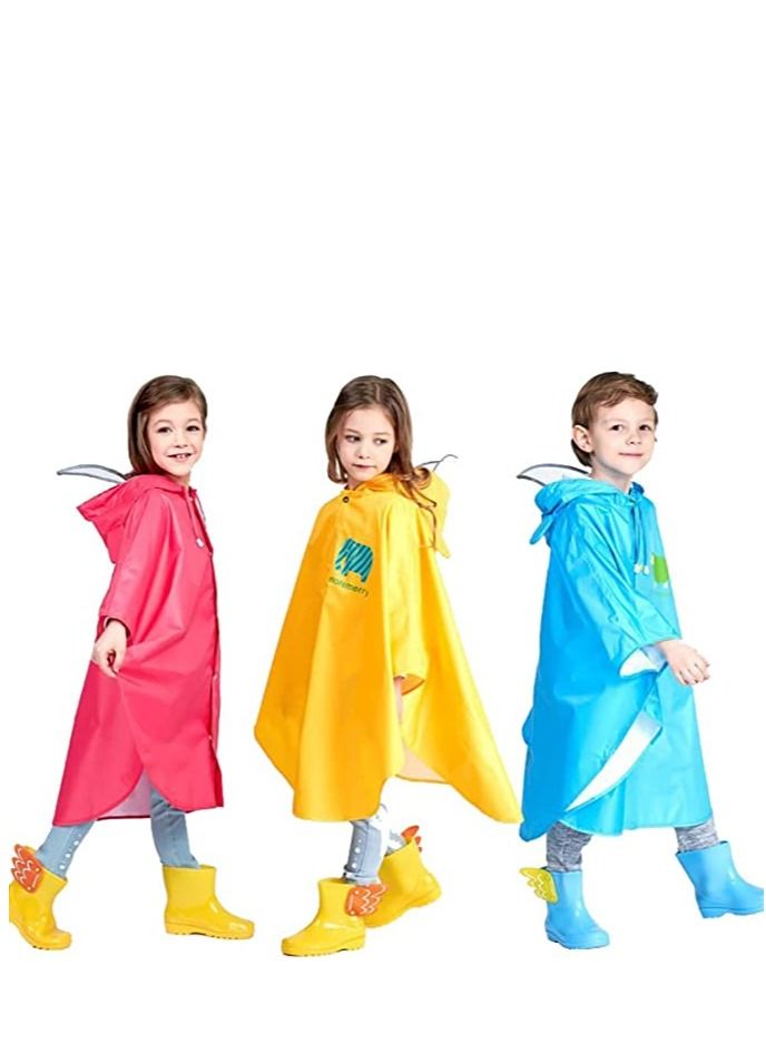 Kids Rain Poncho, Cartoon Hooded Raincoat Jacket Lightweight Schoolbag Waterproof Hoodie Coat Toddler Baby Boys Girls Cape for Sports Riding Camping Traveling Outdoors