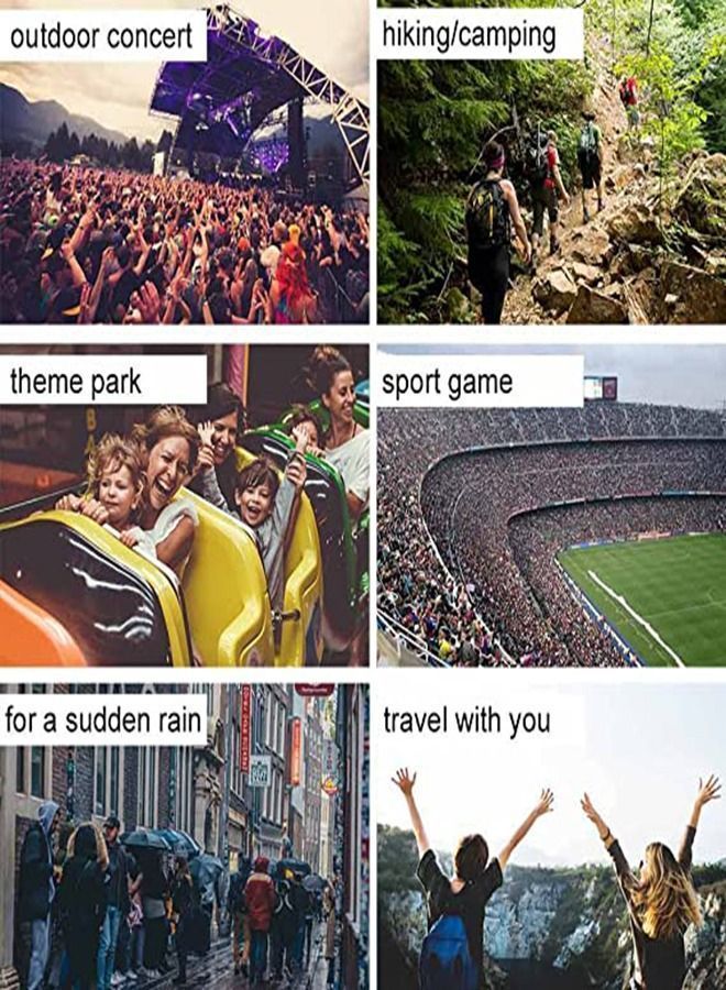 Disposable Rain Ponchos for Adult, 5Pcs Clear Coat Jacket with Drawstring Hood and Elastic Sleeve Women Men, Travel Outdoor Amusement Park Hiking Emergency Poncho (Blue)