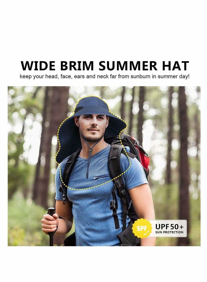 Outdoor Sun Hat for Men with 50+ UPF Protection Safari Cap Wide Brim Fishing Neck Flap, Dad