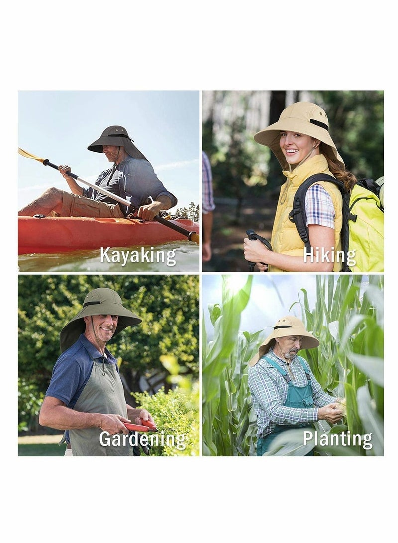 Outdoor Sun Hat for Men with 50+ UPF Protection Safari Cap Wide Brim Fishing Neck Flap, Dad