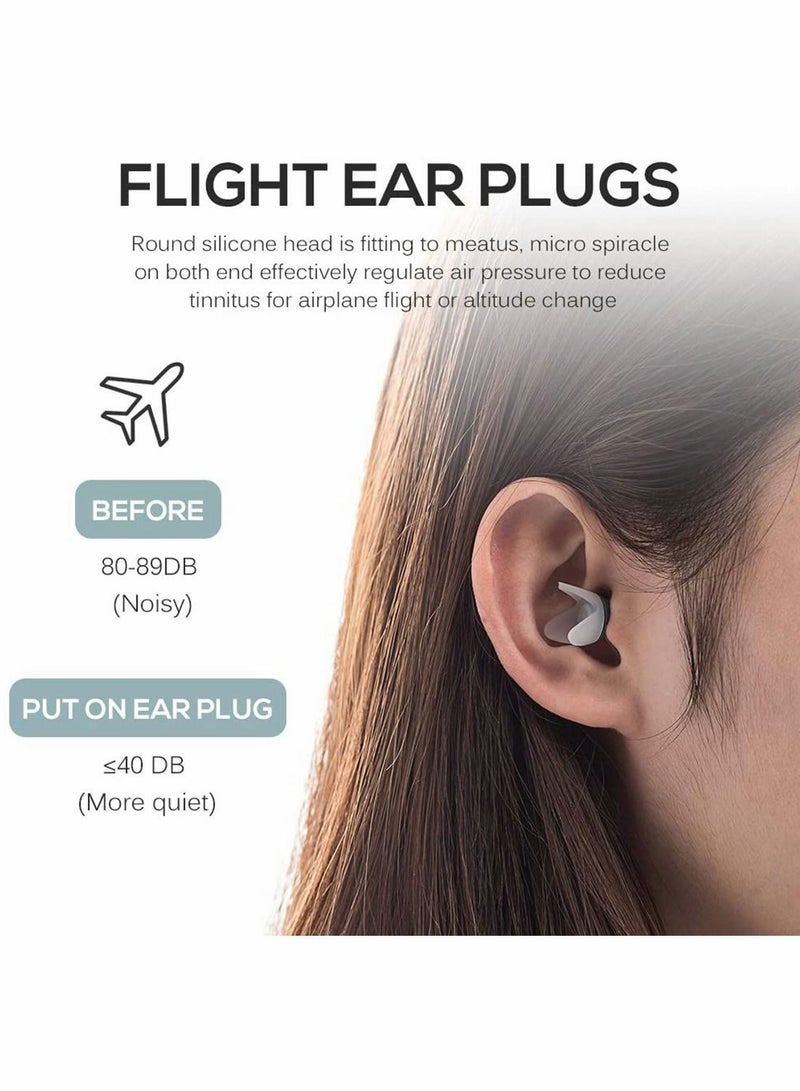 Noise Cancelling Ear Plugs Reusable with Storage Case for Sleeping Snoring, Swimming Flight Business Trip 8 Pcs