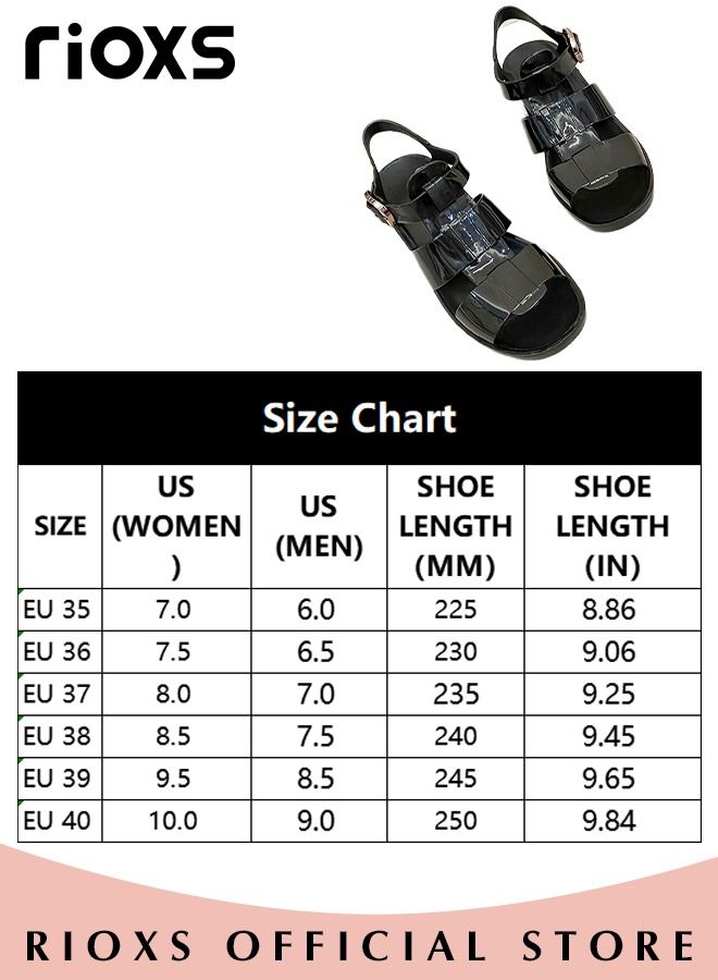 Women's Fashion Chunky Heel Casual Sandals Hollow Roman Sandals Open Round Toe Ankle Buckle Lightweight Sandals