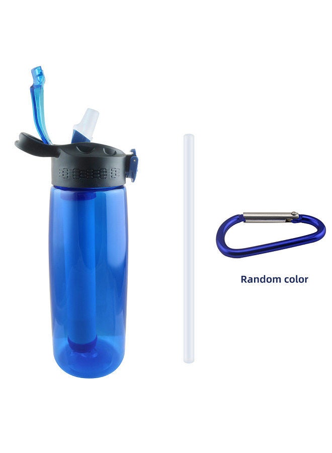 Water Bottle with Water Filter Lockable Lid BPA Free Water Purifier Bottle for Travel Hiking Camping Travel Emergency Blue