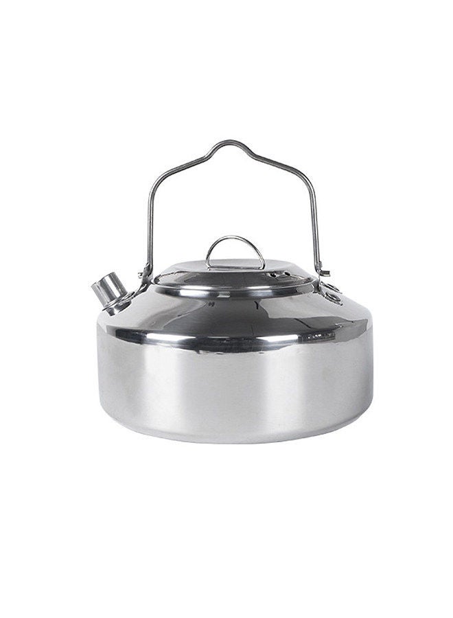 Outdoor Stainless Steel Kettle Locking Handle Camping Hung Pot Portable Coffee Pot Picnic Cooker 1L Teapot Cooking Accessory