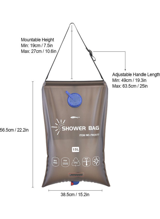 15L Portable Camping Shower Bag 39x5x14cm