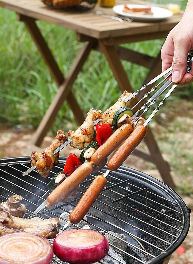 18-piece BBQ tool set with extra thick stainless steel fork, spatula, oil brush or tongs Complete set of BBQ accessories in a carrying pouch