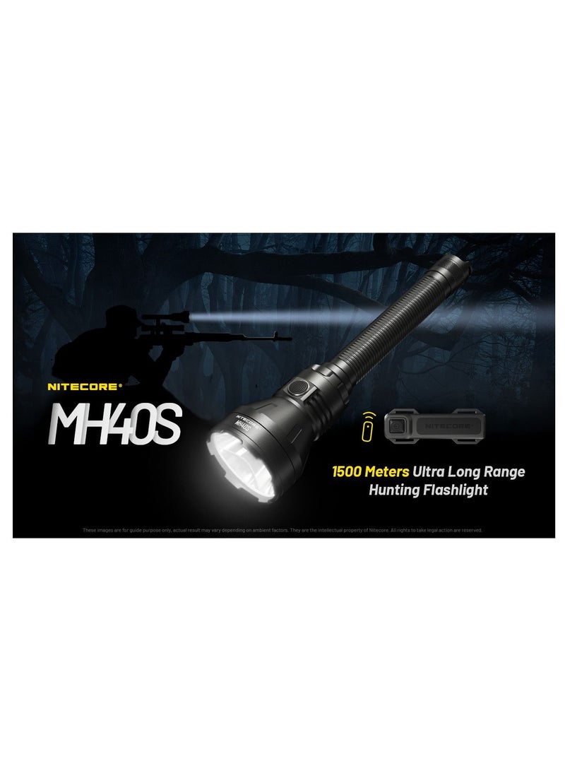 NITECORE MH40S 1500 Lumens Long Range Searchlight Rechargeable Hunting Flashlight Wireless Remote with 21700 Battery