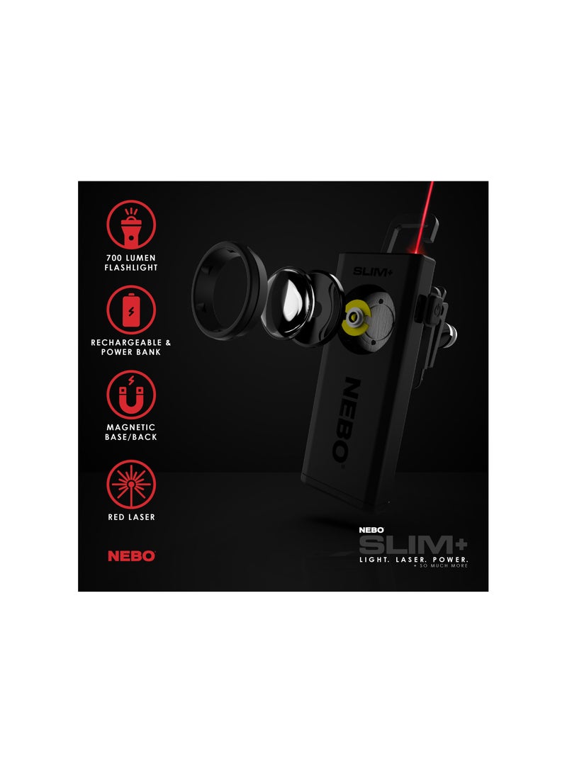 SLIM+  Rechargeable Pocket Light with Laser Pointer and Power Bank