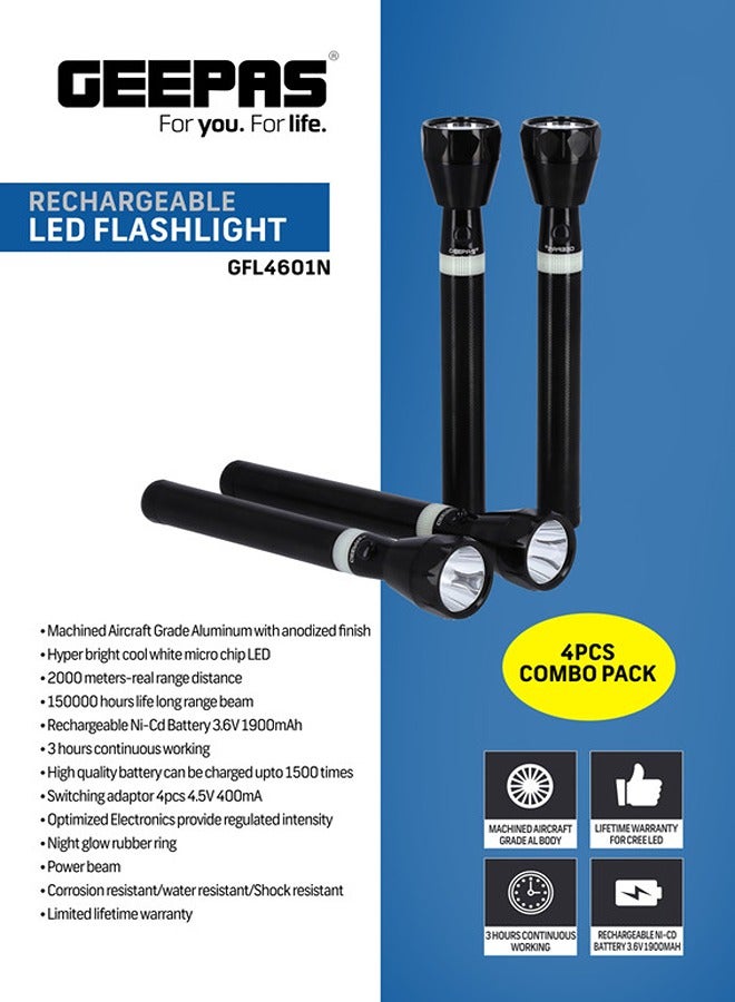 4-Piece Rechargeable LED Flashlight