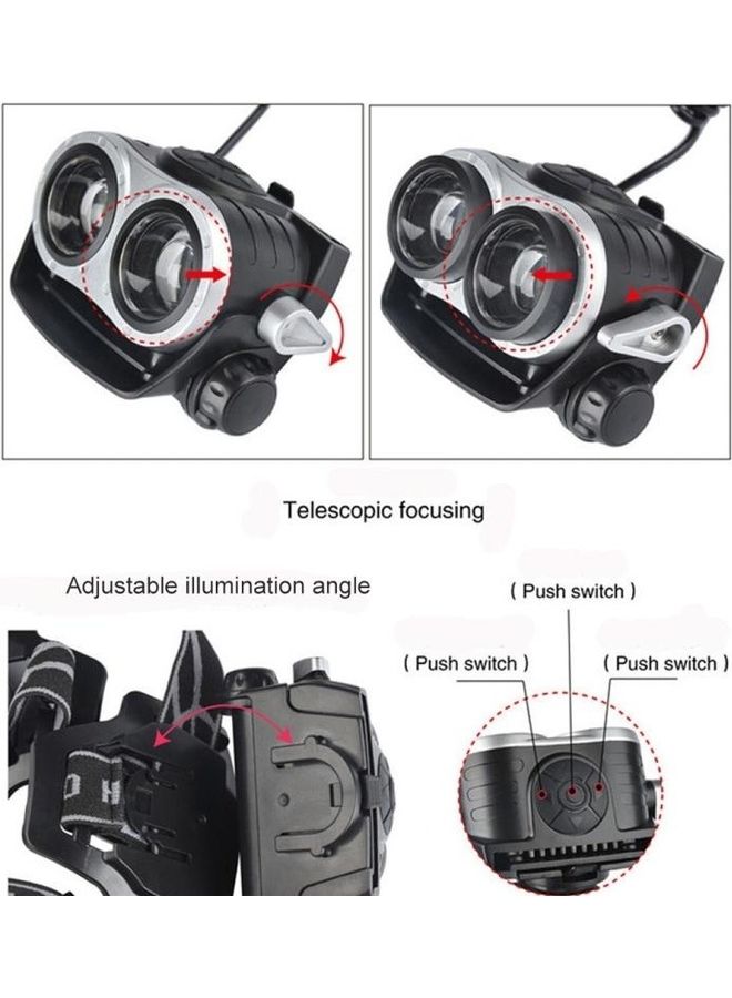 LED USB Charging Zoom Waterproof Headlight