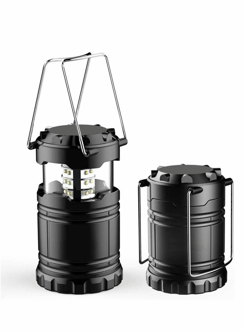 Solar Camping Lantern LED Portable Flashlight USB Charging Ultra Bright Collapsible Water Resistant Suitable for Outdoor Hiking Fishing Emergencies Outages(Black)