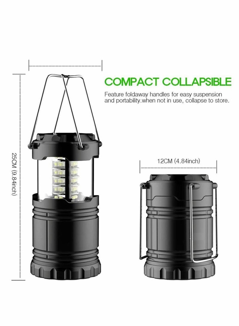 Solar Camping Lantern LED Portable Flashlight USB Charging Ultra Bright Collapsible Water Resistant Suitable for Outdoor Hiking Fishing Emergencies Outages(Black)