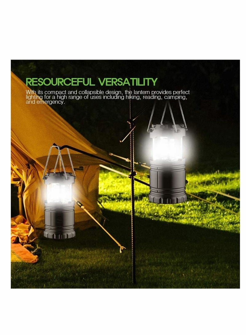 Solar Camping Lantern LED Portable Flashlight USB Charging Ultra Bright Collapsible Water Resistant Suitable for Outdoor Hiking Fishing Emergencies Outages(Black)