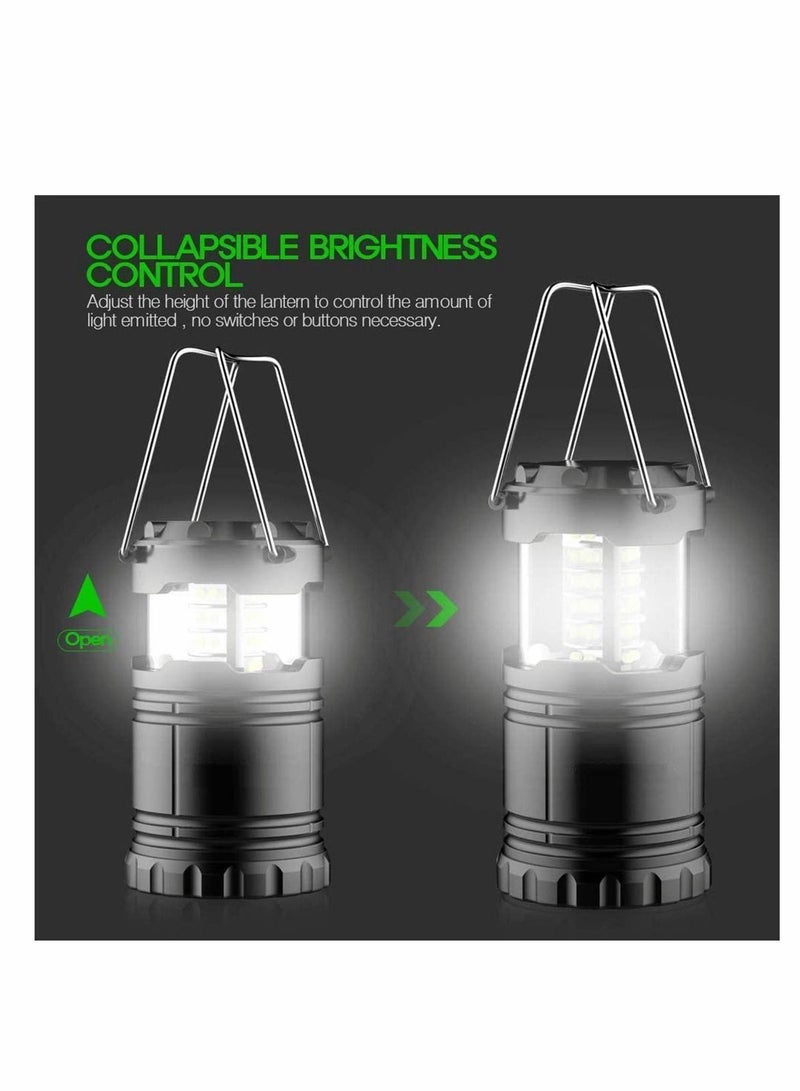 Solar Camping Lantern LED Portable Flashlight USB Charging Ultra Bright Collapsible Water Resistant Suitable for Outdoor Hiking Fishing Emergencies Outages(Black)