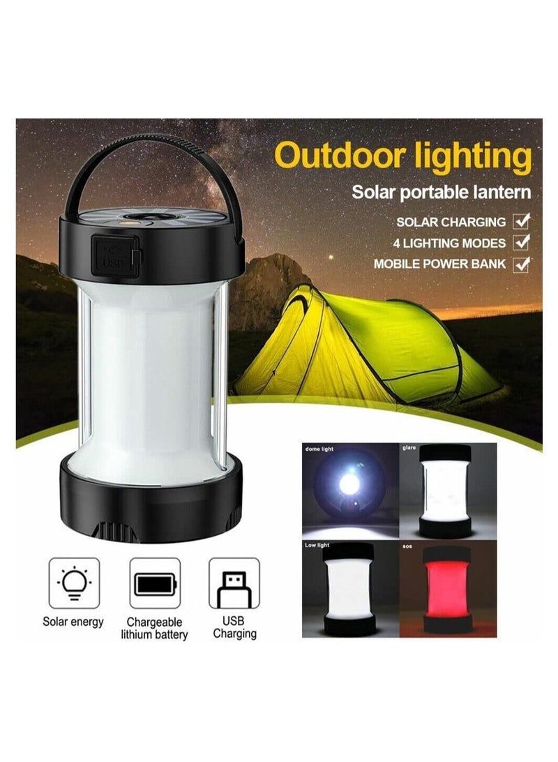 LED Camping Lantern Rechargeable, Solar Magnetic Work Light with Batteries, 5 in 1 Portable Tent Lamp USB C Charging,Emergency for Camping, Fishing, Garage, Hiking