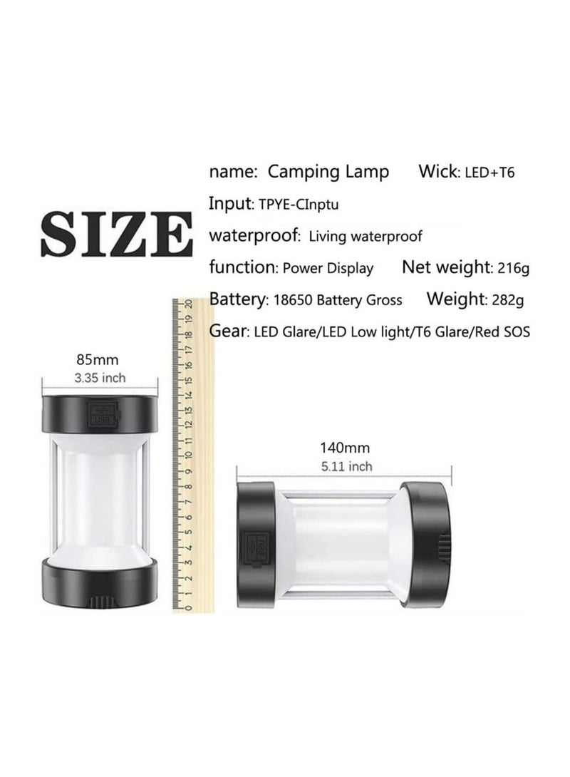 LED Camping Lantern Rechargeable, Solar Magnetic Work Light with Batteries, 5 in 1 Portable Tent Lamp USB C Charging,Emergency for Camping, Fishing, Garage, Hiking