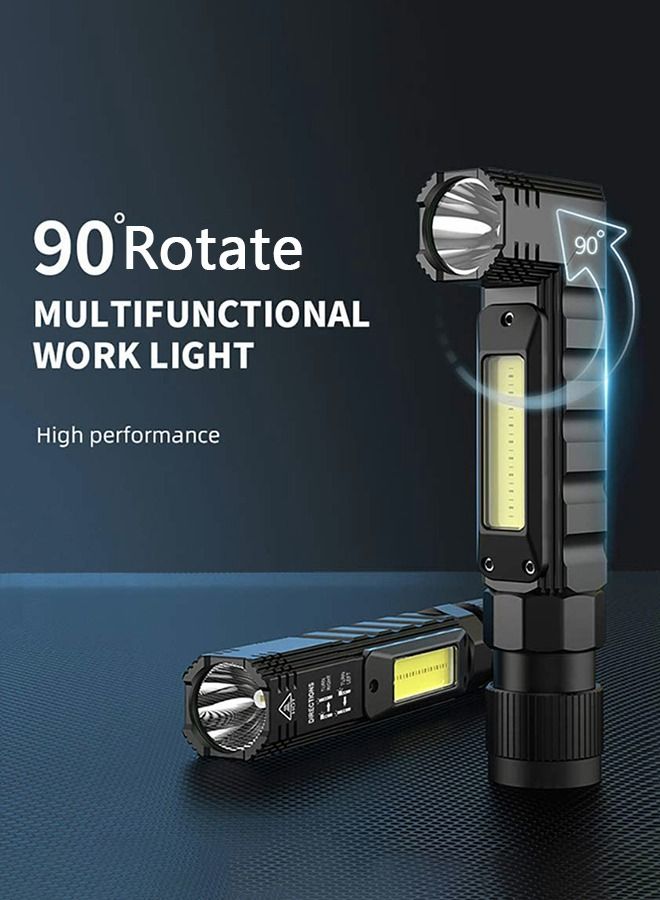 Led USB Rechargeable Headlamp, 1200 Lumens Portable Magnetic Head Flashlight for Adults, 90 Degree Rotate Led Work Light, Waterproof, 5 Modes for Outdoor, Hiking, Fishing