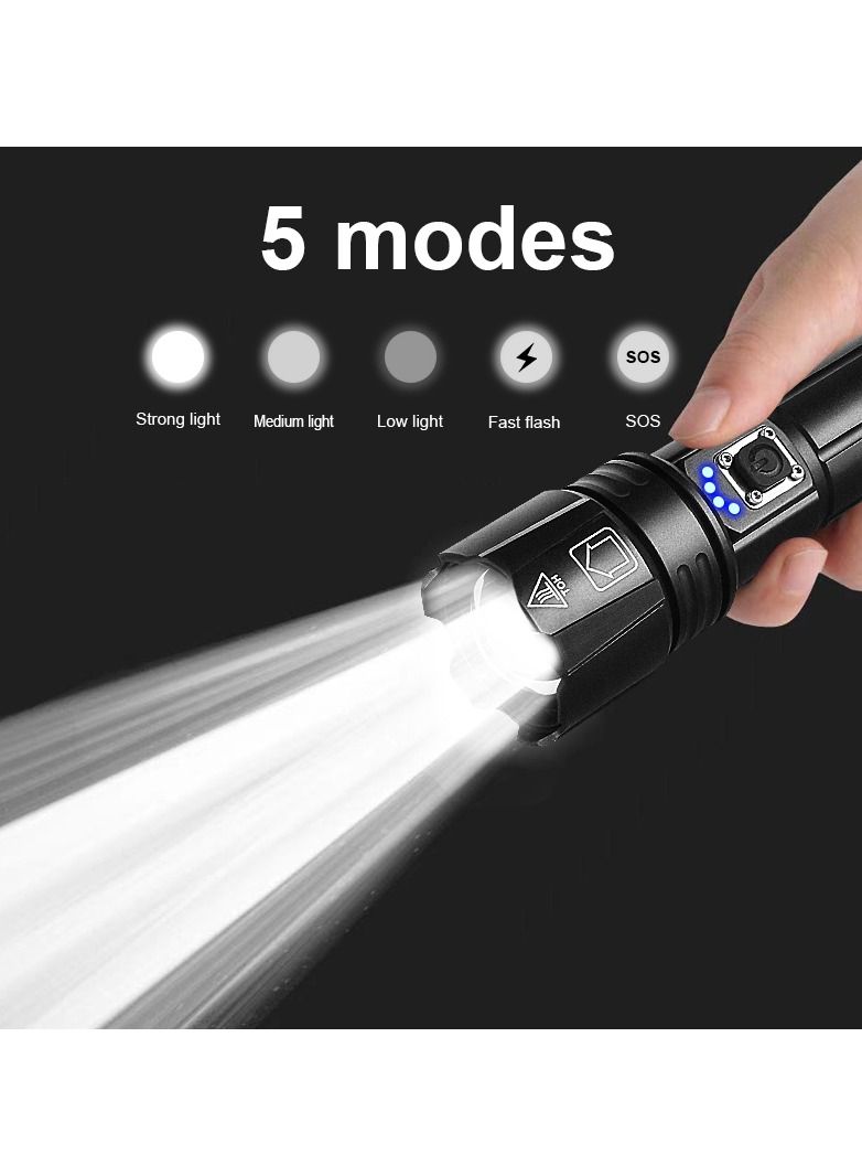 High-Powered LED Flashlight Most Powerful LED Flashlight Zoomable Water Resistant 5 Modes for Camping Outdoor Emergency