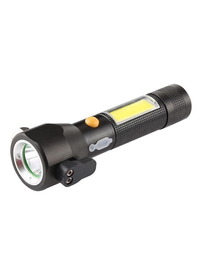 10W 450 Lumens IPX4 Waterproof Rechargeable LED Flashlight With Safety Hammer And 3-Modes Black