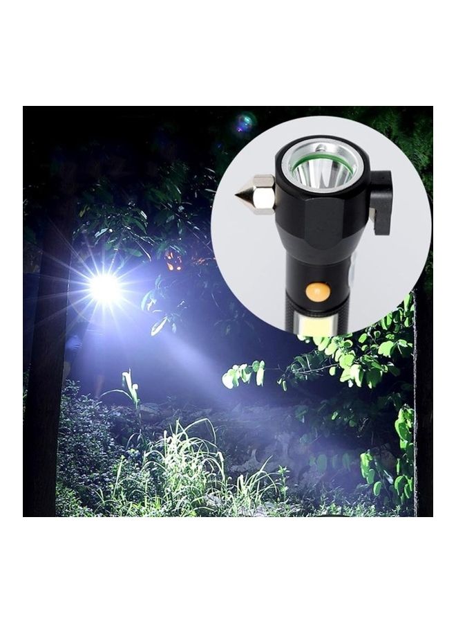 10W 450 Lumens IPX4 Waterproof Rechargeable LED Flashlight With Safety Hammer And 3-Modes Black