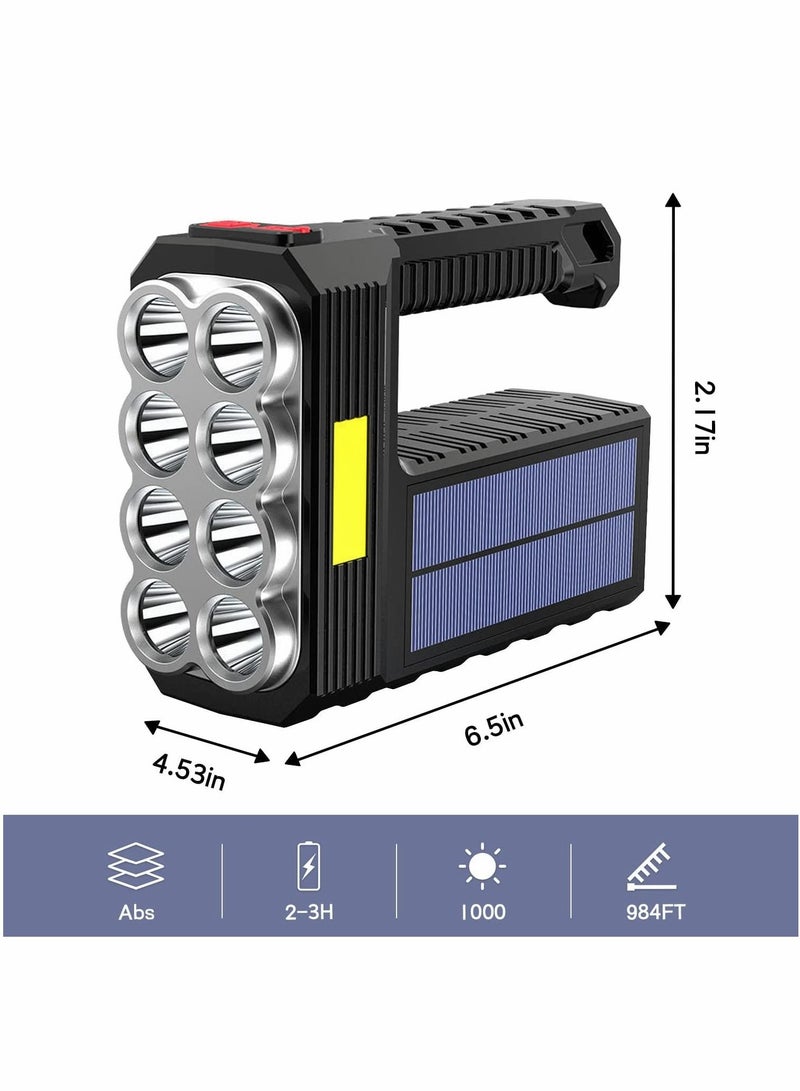 3000 Lumens Solar Rechargeable Handheld Flashlight LED Waterproof 1200 Mah Battery USB Fast Charging
