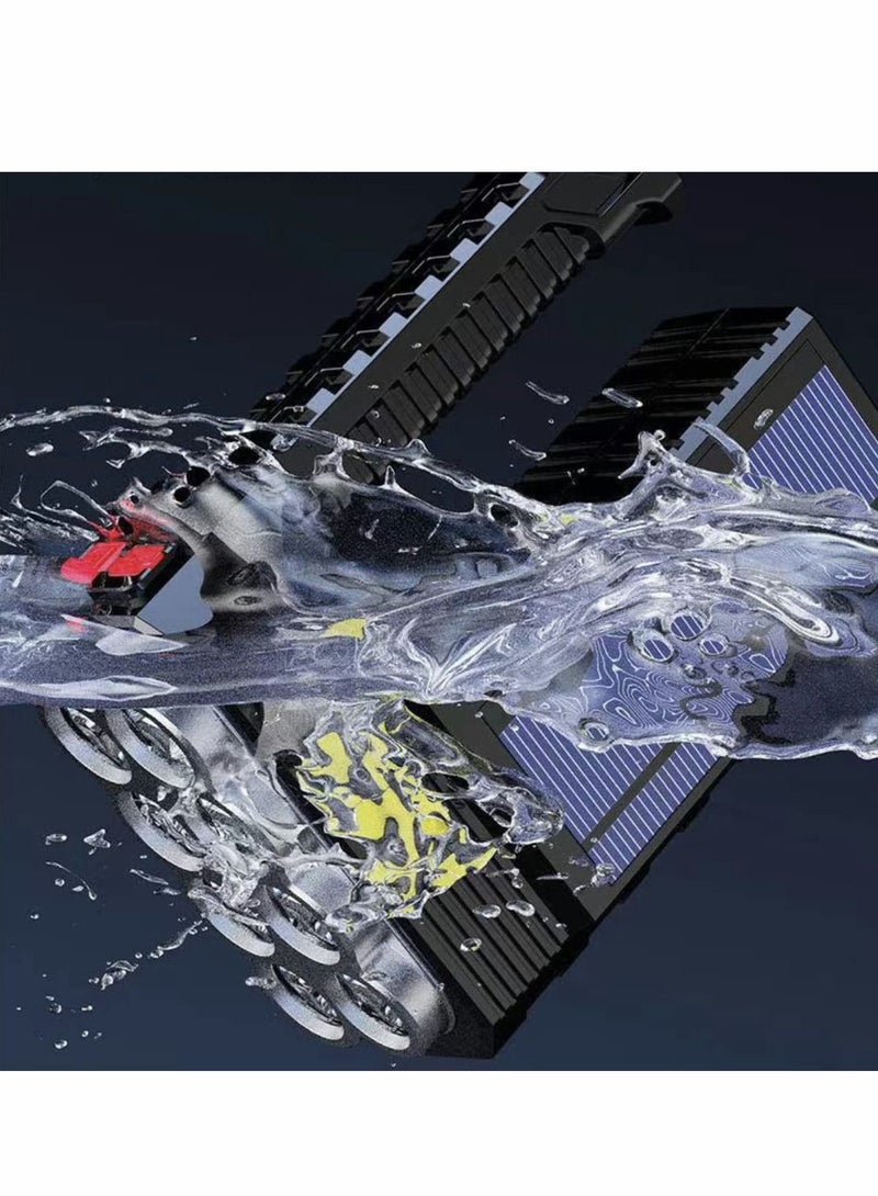 3000 Lumens Solar Rechargeable Handheld Flashlight LED Waterproof 1200 Mah Battery USB Fast Charging