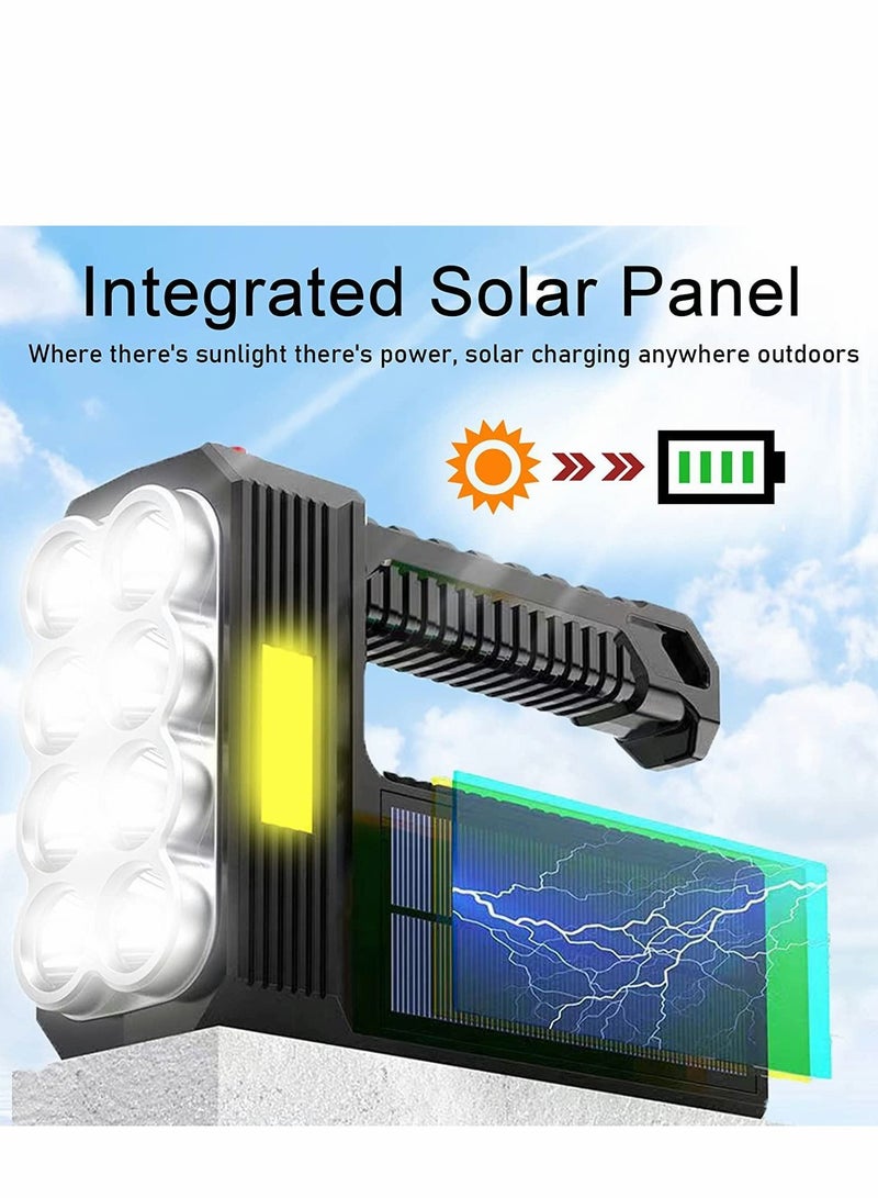 3000 Lumens Solar Rechargeable Handheld Flashlight LED Waterproof 1200 Mah Battery USB Fast Charging