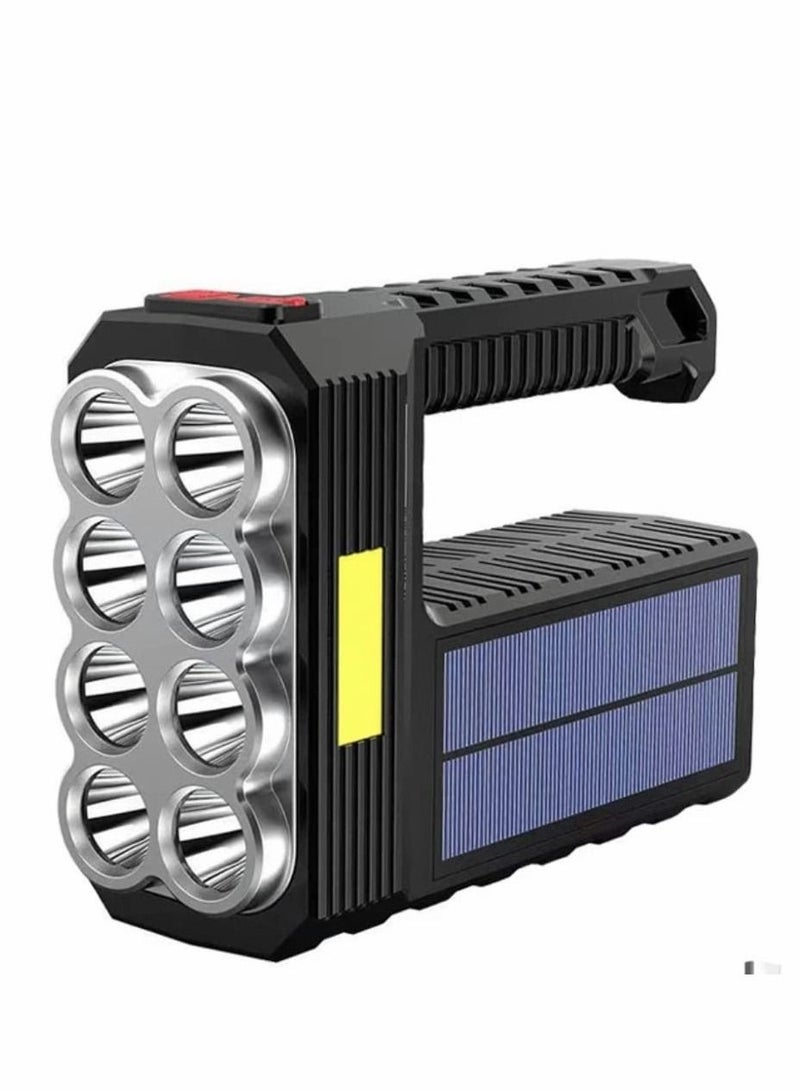 3000 Lumens Solar Rechargeable Handheld Flashlight LED Waterproof 1200 Mah Battery USB Fast Charging