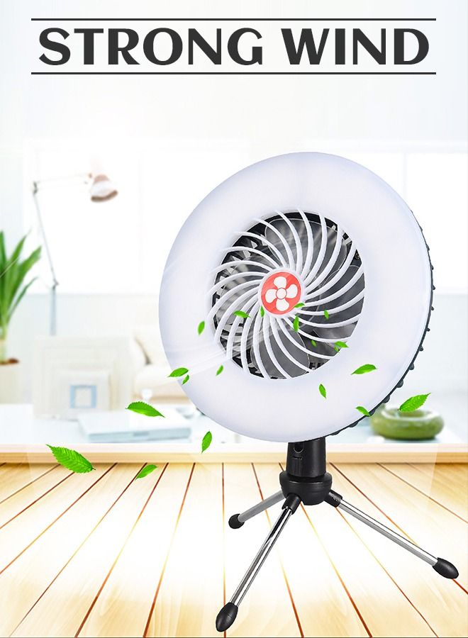 Hanging Magnetic Electric Fan with 54 LED Lights USB Rechargeable Lanterns For Camping, Outdoor, Home, Office