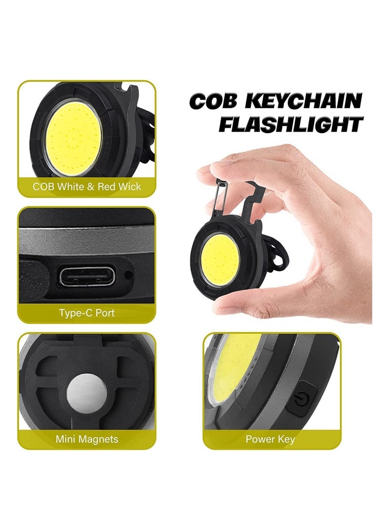 Mini COB Keychain Torch 500 Lumens LED Rechargeable 4 Light Modes Portable Charging With Folding Stand Bottle Opener And Magnet Base For Fishing Camping Emergency Lighting 500MAH P
