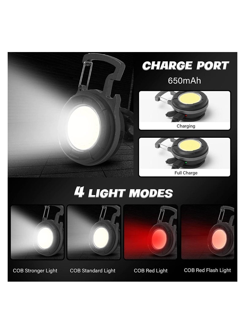 Mini COB Keychain Torch 500 Lumens LED Rechargeable 4 Light Modes Portable Charging With Folding Stand Bottle Opener And Magnet Base For Fishing Camping Emergency Lighting 500MAH P