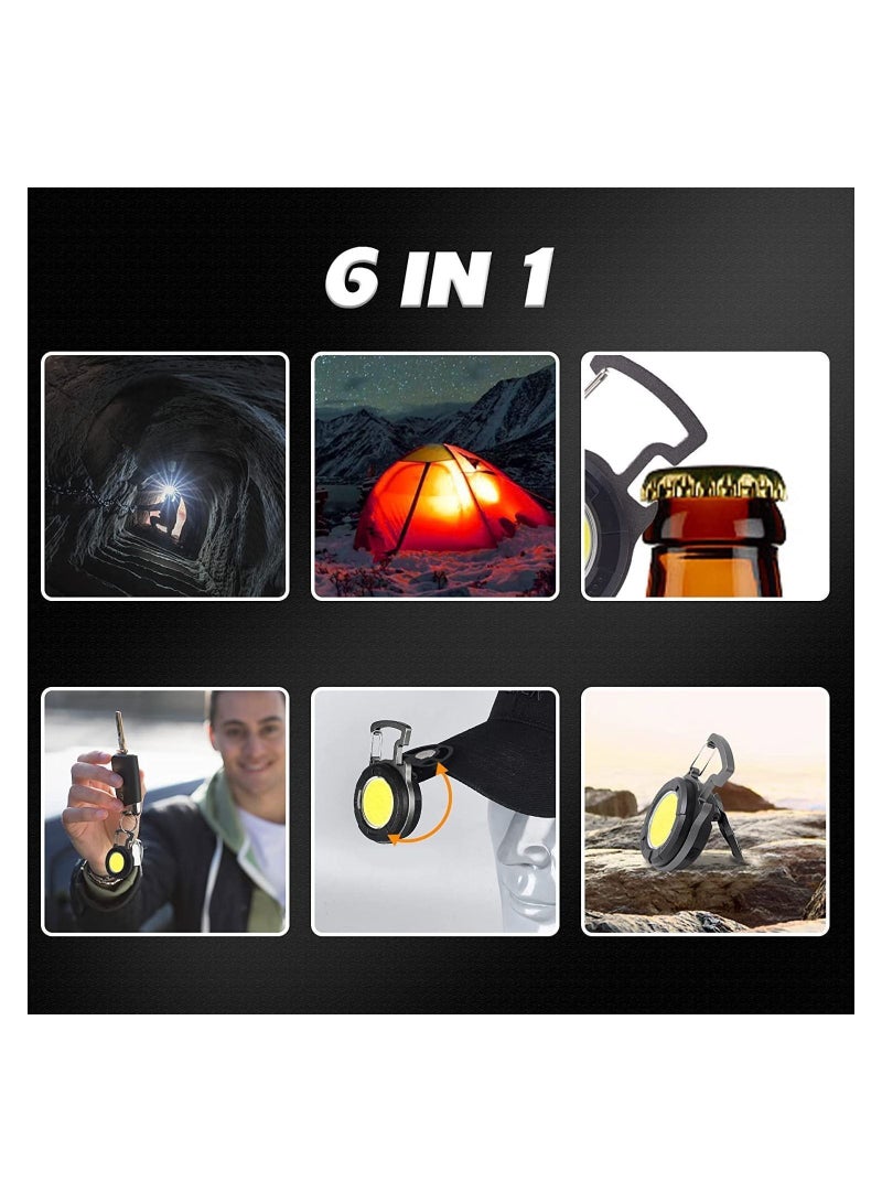 Mini COB Keychain Torch 500 Lumens LED Rechargeable 4 Light Modes Portable Charging With Folding Stand Bottle Opener And Magnet Base For Fishing Camping Emergency Lighting 500MAH P