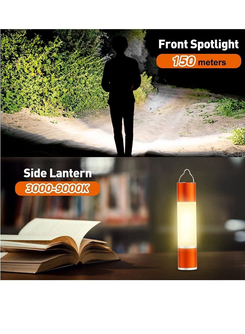 USB Rechargeable Flashlights High Lumens, Portable LED Camping Lantern with 6 Light Modes, IPX4 Waterproof Super Bright Flashlight for Essentials, Emergency Hurricane 4.7 inches