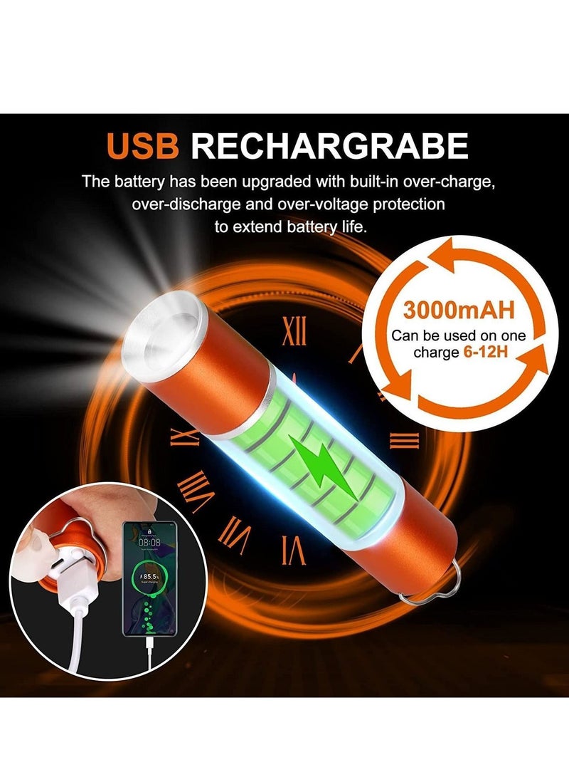 USB Rechargeable Flashlights High Lumens, Portable LED Camping Lantern with 6 Light Modes, IPX4 Waterproof Super Bright Flashlight for Essentials, Emergency Hurricane 4.7 inches